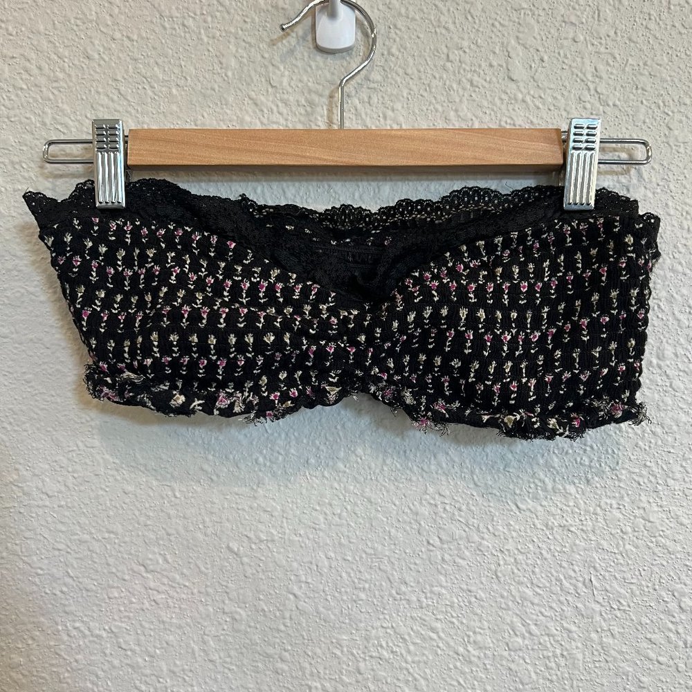 #658 FREE PEOPLE Lacey Looks Bandeau Floral Black Size Medium